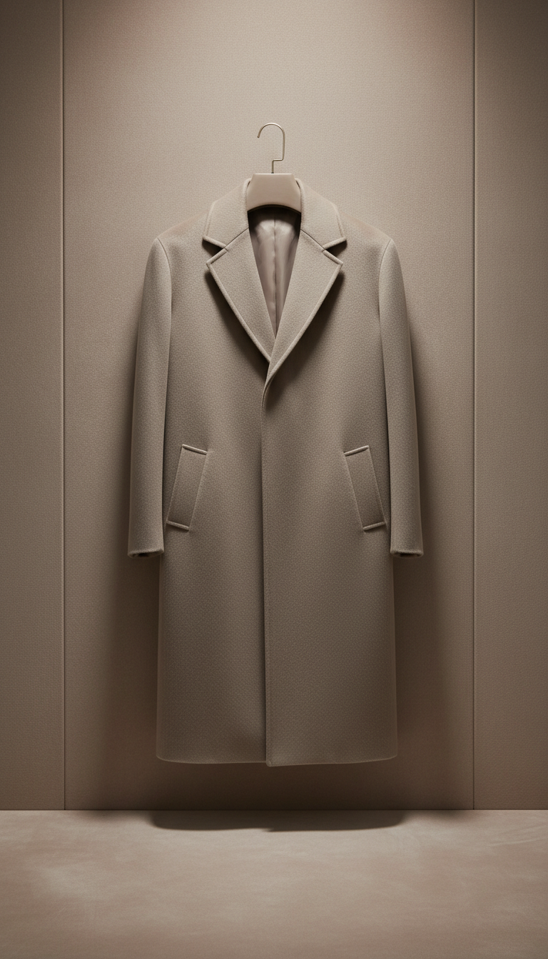 Dove taupe cashmere overcoat