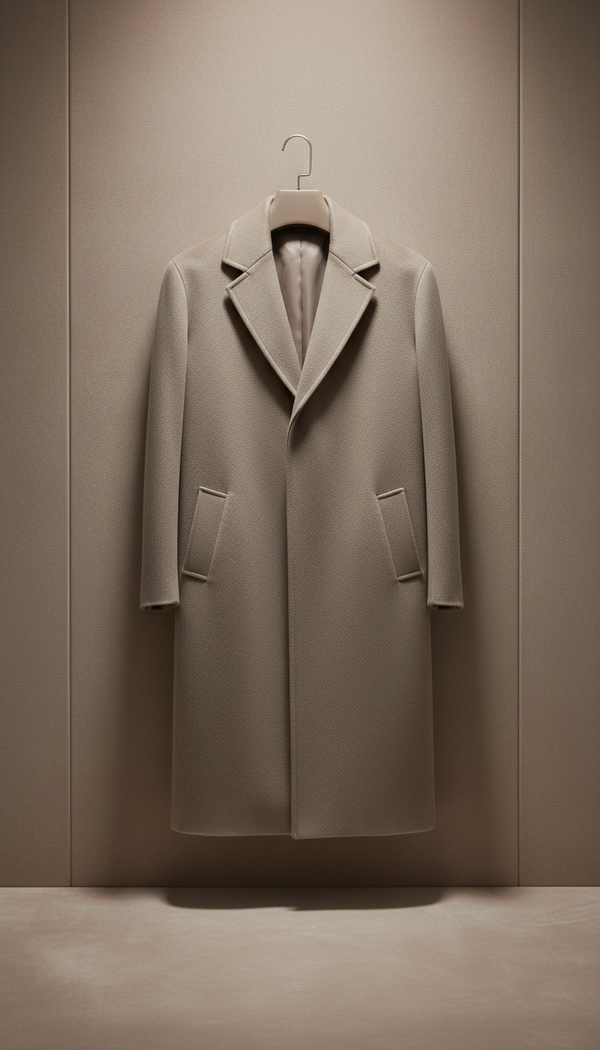Dove taupe cashmere overcoat